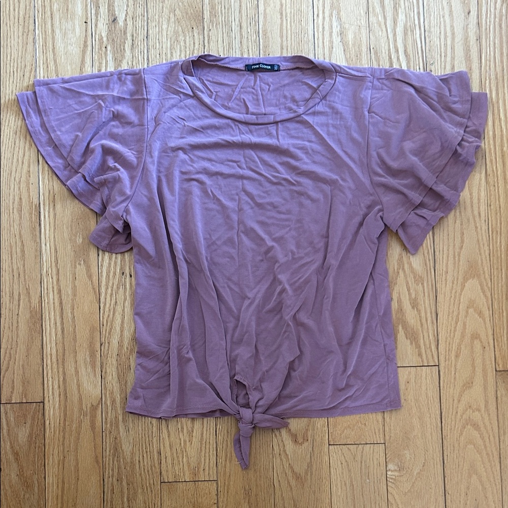 Pink Clover Dusty Rose Tie-Front Blouse